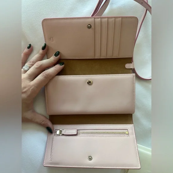 MCM Blush Pink Crossbody Bag with Gold Chain